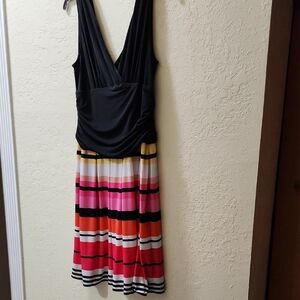 Elegant Black and Multicolor Striped Dress